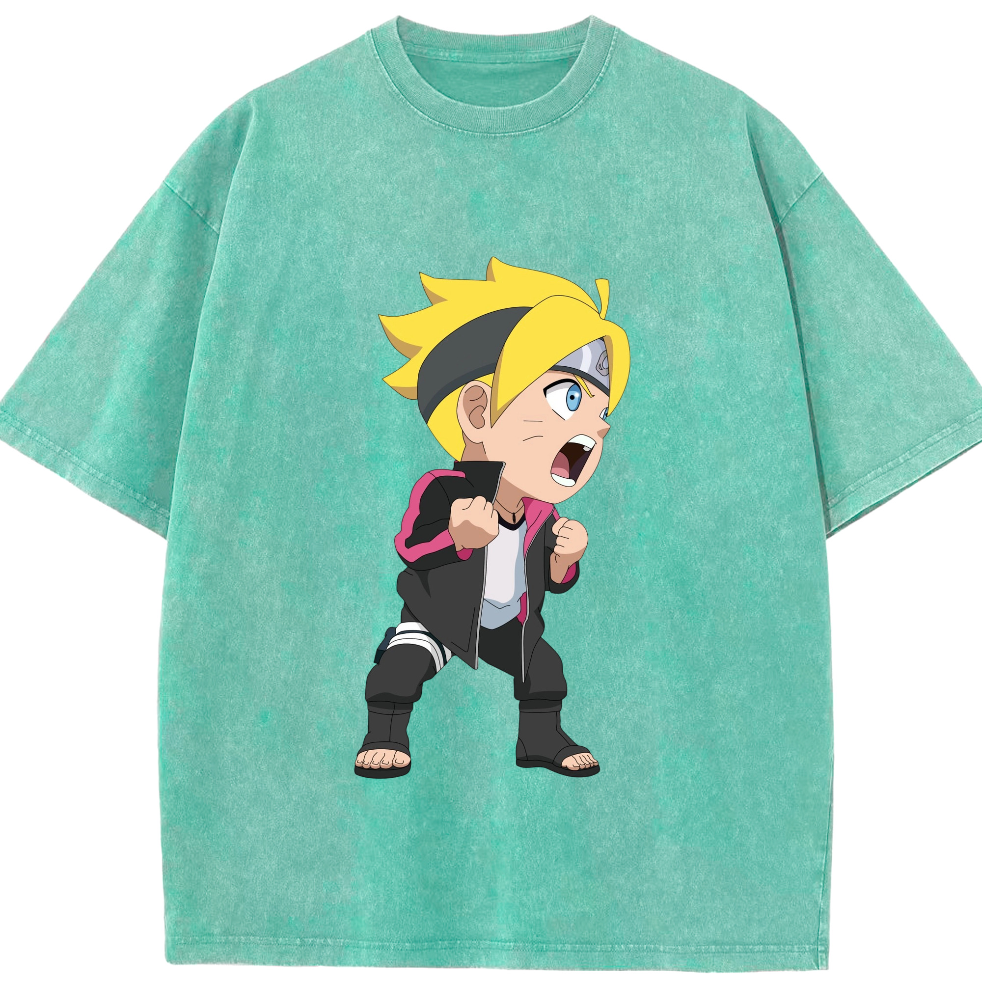 （画像用） NARUTO -ナルト- うずまき ボルト Uzumaki Boruto 綿100% ヴィンテージ風 半袖Tシャツ（フロントプリント）